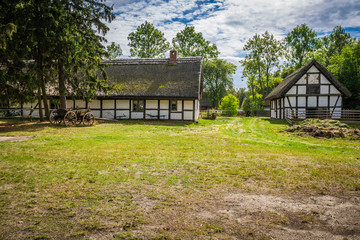 Fototapeta na wymiar Old wooden house in Kluki, Poland