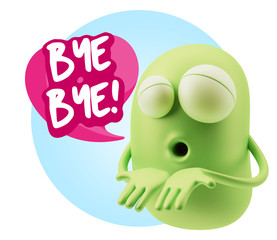 3d Rendering. Love Emoticon Face Kiss Flying Heart Shape saying