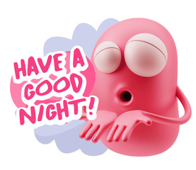 3d Rendering. Love Emoticon Face Kiss Flying Heart Shape saying