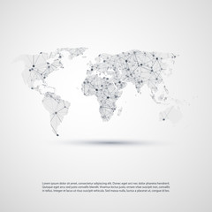 Abstract Cloud Computing and Network Connections Concept Design with World Map - Illustration in Editable Vector Format
