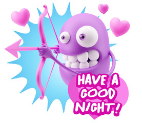 3d Rendering. Valentine Day Cupid Emoticon Face saying Have A Go