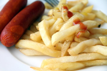 Hot dogs with fries