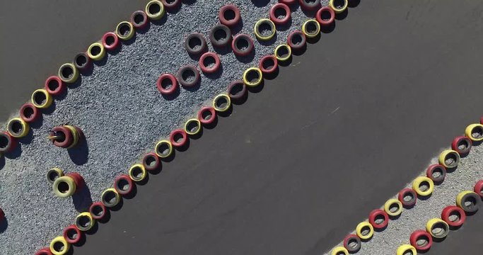 Kart racing. Aerial shot