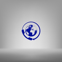 Worldwide customer support call-center. Flat icon