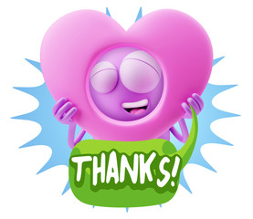 3d Rendering. Romantic Emoticon Character Face Expression saying