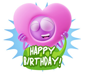 3d Rendering. Romantic Emoticon Character Face Expression saying