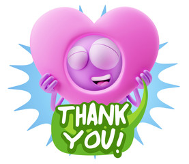 3d Rendering. Romantic Emoticon Character Face Expression saying