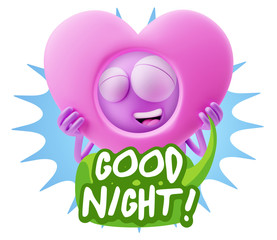 3d Rendering. Romantic Emoticon Character Face Expression saying