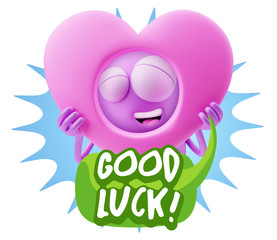 3d Rendering. Romantic Emoticon Character Face Expression saying