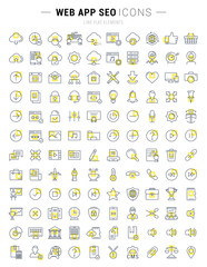 Set Vector Flat Line Icons SEO and Web Design