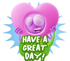 3d Rendering. Romantic Emoticon Character Face Expression saying