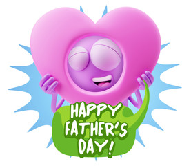 3d Rendering. Romantic Emoticon Character Face Expression saying