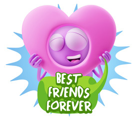 3d Rendering. Romantic Emoticon Character Face Expression saying