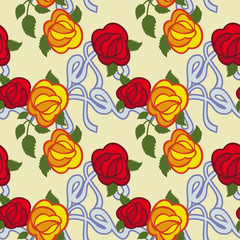 Seamless pattern with roses. Vector clip art.