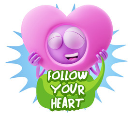 3d Rendering. Romantic Emoticon Character Face Expression saying