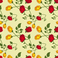 Seamless pattern with roses. Vector clip art.
