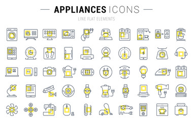 Set Vector Flat Line Icons Appliance
