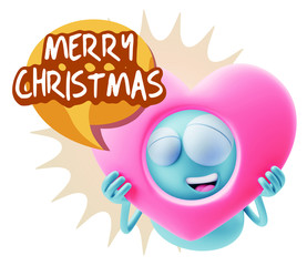 3d Rendering. Romantic Emoticon Character Face Expression saying