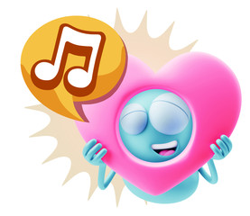 3d Rendering. Romantic Emoticon Character Face Expression saying