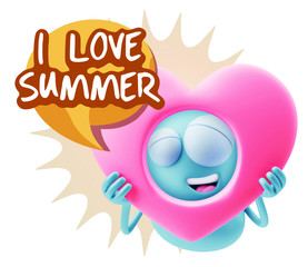 3d Rendering. Romantic Emoticon Character Face Expression saying