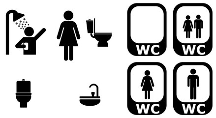 Hygiène et toilettes en 8 icônes