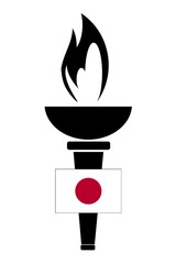 Drapeau du Japon sur la flamme Olympique