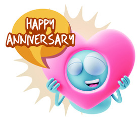 3d Rendering. Romantic Emoticon Character Face Expression saying