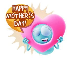 3d Rendering. Romantic Emoticon Character Face Expression saying