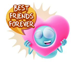 3d Rendering. Romantic Emoticon Character Face Expression saying