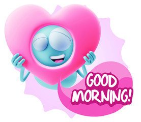 3d Rendering. Romantic Emoticon Character Face Expression saying