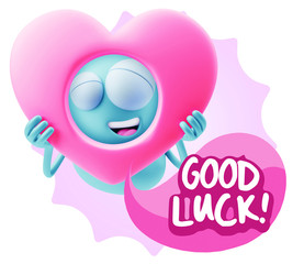 3d Rendering. Romantic Emoticon Character Face Expression saying