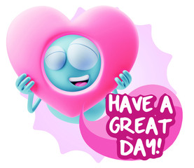 3d Rendering. Romantic Emoticon Character Face Expression saying