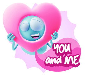 3d Rendering. Romantic Emoticon Character Face Expression saying