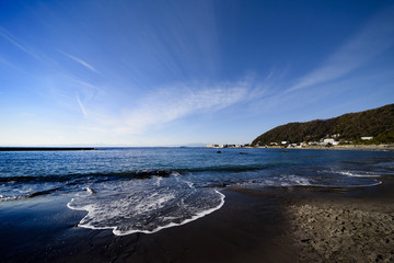 冬の葉山一色海水浴場