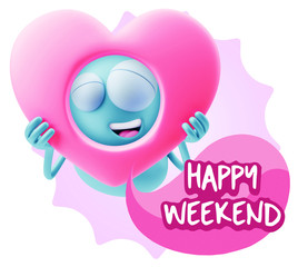 3d Rendering. Romantic Emoticon Character Face Expression saying