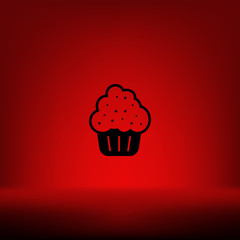 Flat paper cut style icon of cake