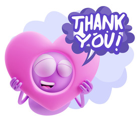 3d Rendering. Romantic Emoticon Character Face Expression saying