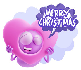 3d Rendering. Romantic Emoticon Character Face Expression saying