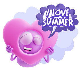 3d Rendering. Romantic Emoticon Character Face Expression saying