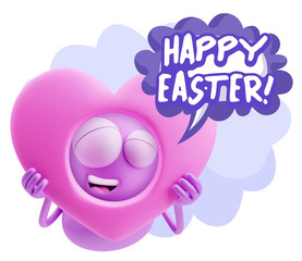 3d Rendering. Romantic Emoticon Character Face Expression saying