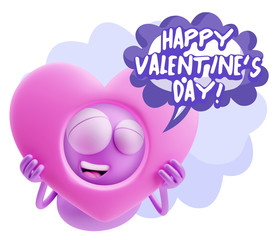 3d Rendering. Romantic Emoticon Character Face Expression saying