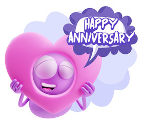 3d Rendering. Romantic Emoticon Character Face Expression saying