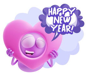 3d Rendering. Romantic Emoticon Character Face Expression saying