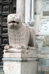 Stone lion at cathedral Parma, Emilia Romagna, Italy