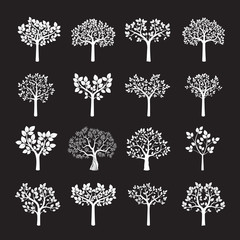 Set of white vector trees.
