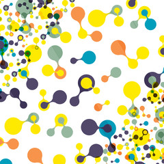 Fototapeta na wymiar multicolor molecules flat pattern