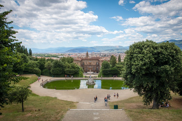 Boboli gardens on a beautiful summer day. The gardens are one of