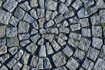 Granite paving in the shape round in Prague