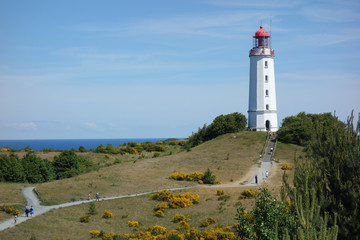 Fototapeta na wymiar Dornbusch Lighthouse on Hiddensee island, Germany