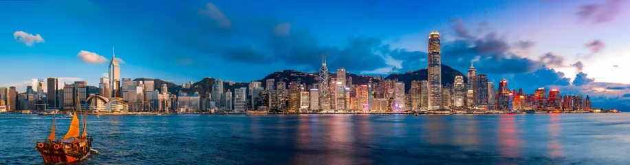 Printed roller blinds Asian Places Hong Kong Victoria Harbor in magic hour